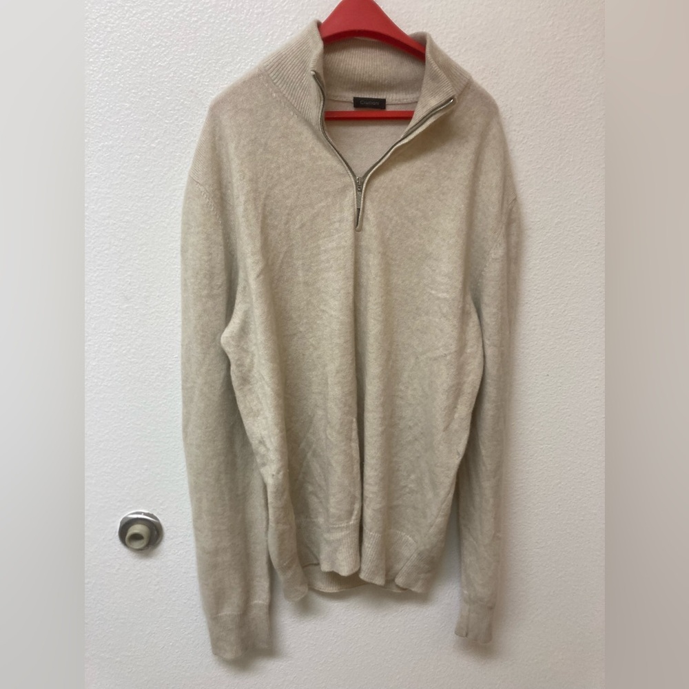 CRUCIANI Men’s Cashmere Blend Quarter Zip Sweater Size 52.